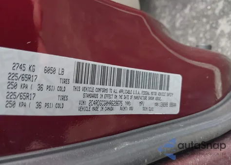 2017 Dodge Grand Caravan Sxt из США, поврежденный, VIN 2C4RDGCG0HR629675